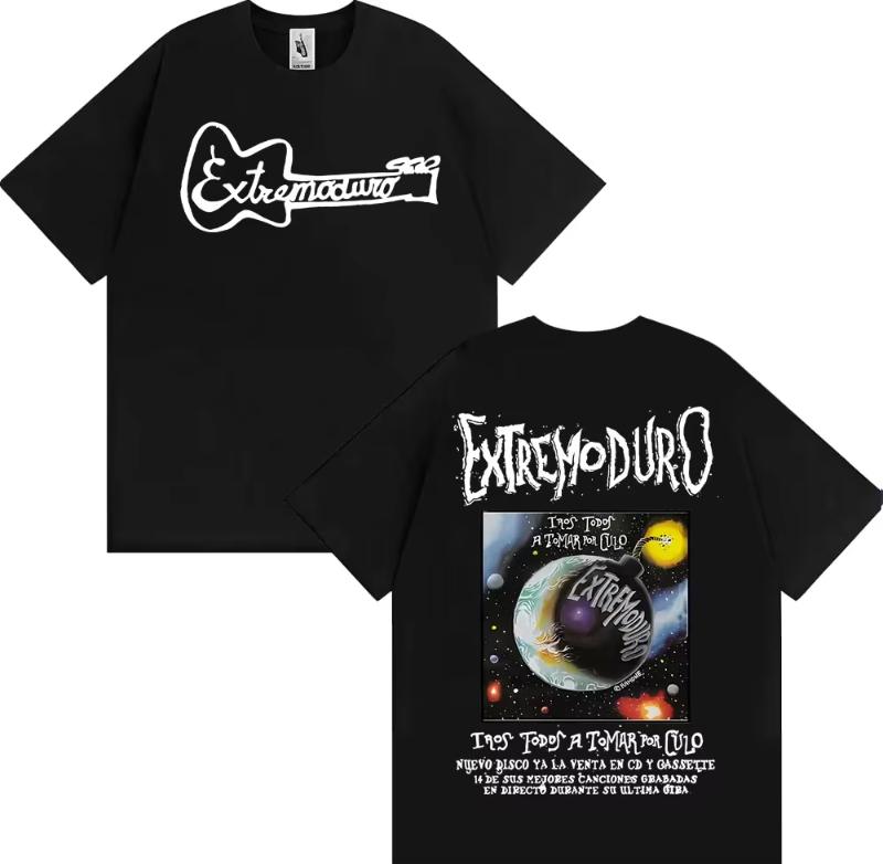 2026 SpringSummer Rap Artist EXTREMODURO Tour Cover Mens and Womens Fashion Retro Pop TShirts