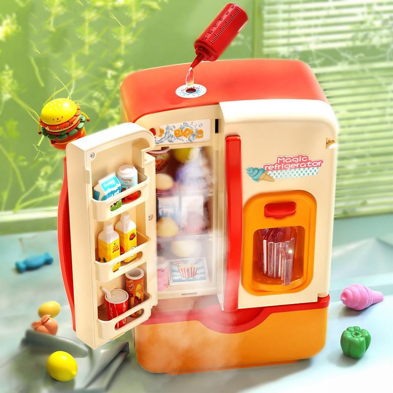 Detská mini elektrická chladnička s dvoma dverami Simulovaná hra Hra na predstieranie Varenie jedla Kuchynské Varenie Role Hračky Chlapci Dievčatá Darček Doplnky