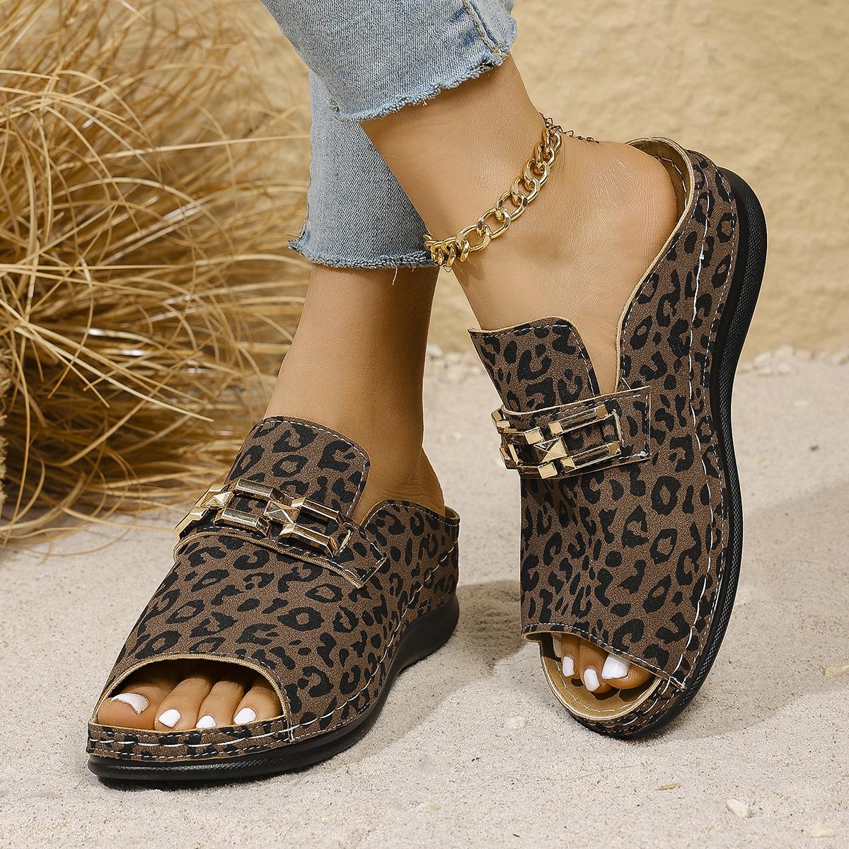 

Women s Slippers Summer New Metal Button Slides Shoes Wedge Beach Sandals Women Outside Platform Designer Sandals 43