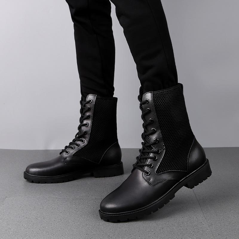New Arrival Motorcycle Boots Genuine Leather Mens High Top Footwear Hot-selling Casual Mid-Calf Boots Male Leisure Walking Botas