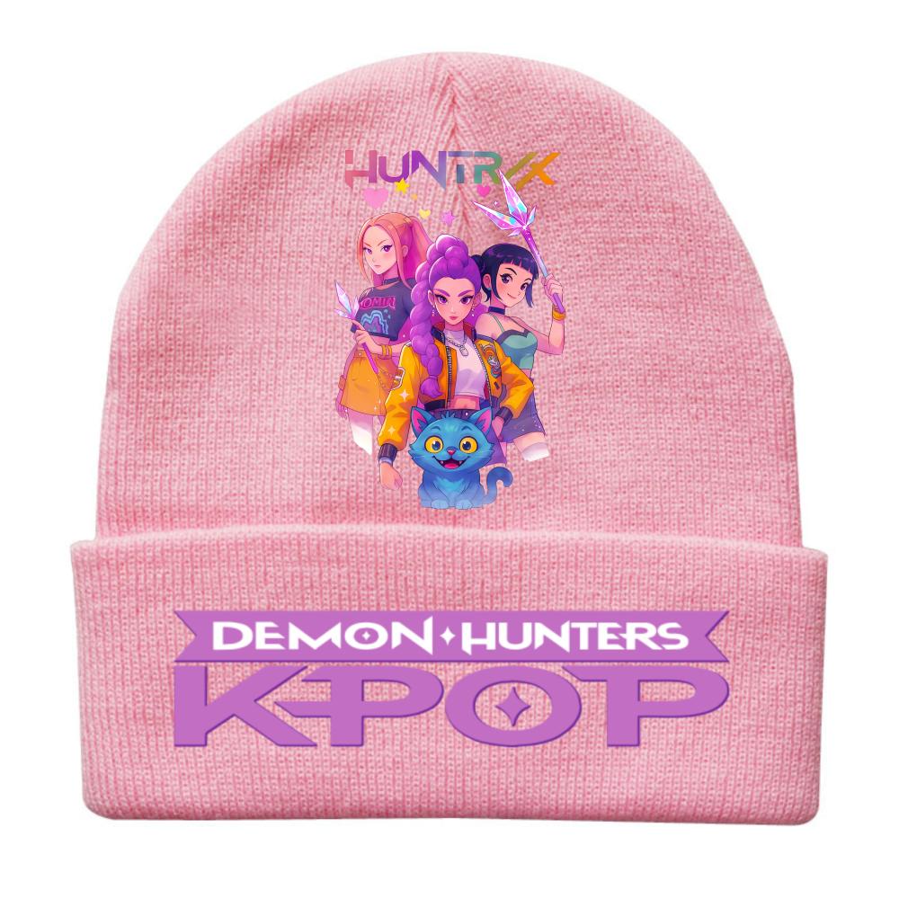 Kpop Demon Hunters Children Knit Beanie Cute And Charming Cartoon Printed Warm Cap Designed for Girls Fall Season Cold Season Outdoor Sports Birth