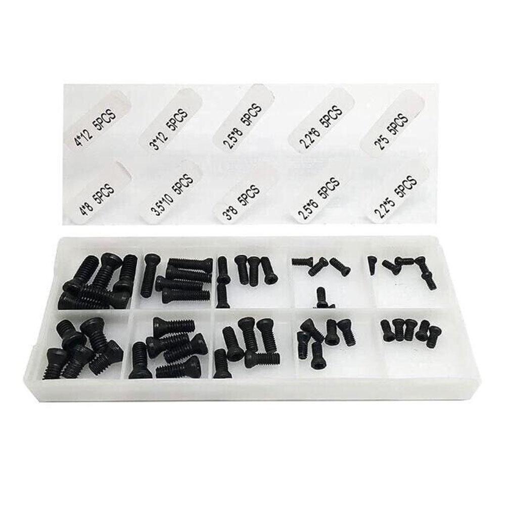 50 Screws For Fixing Carbide Inserts On The Tool Handle, Compatible With M2, M2.2, M2.5/M3 /M3.5 4 Models