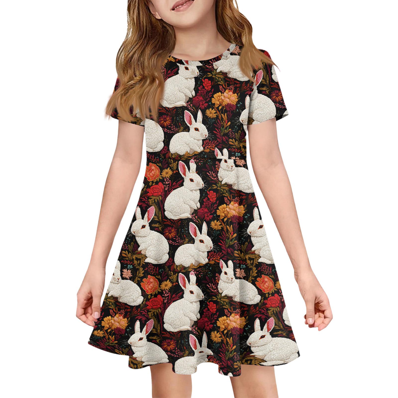 

Girl Summer Dress Color & Print Short Sleeve Dress With Pocket Casual Dress Shorts Sleeve Party Dress Easter Day 140 винний