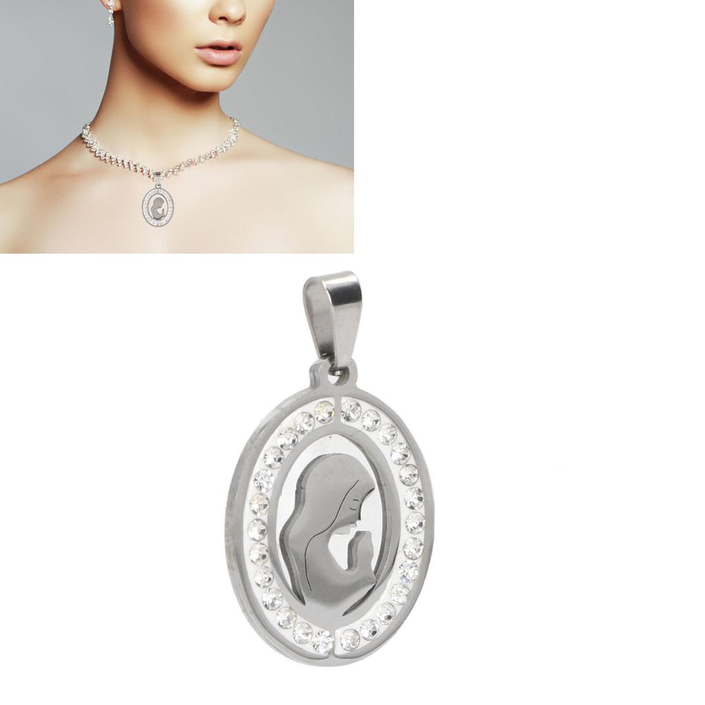 Virgin Mary Pendant Exquisite Carving   Steel Virgin Mary Jewelry for Men Women Daily Wear