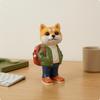 Dog Figurine with Backpack Cute Cartoon Resin Tabletop Decoration for Collectors,