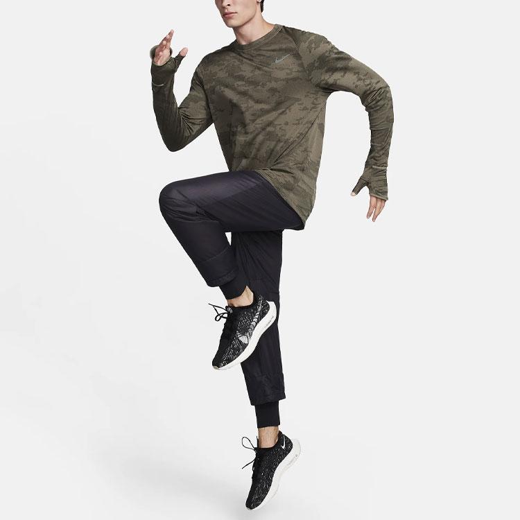 Nike Therma-Fit Adv Running Division Logo Gradient Crew Neck Long Sleeve T-Shirt Men Tops Olive FB8538-222