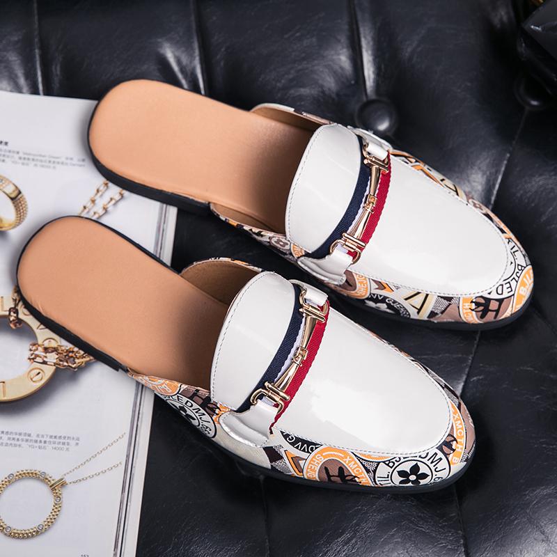 Luxusmarke Herren Designer Sandalen Sommer Casual Slipper Lackleder 37~45 Herren Halbschuhe Pantoletten Männlich Schwarz Pantoletten Hausschuhe