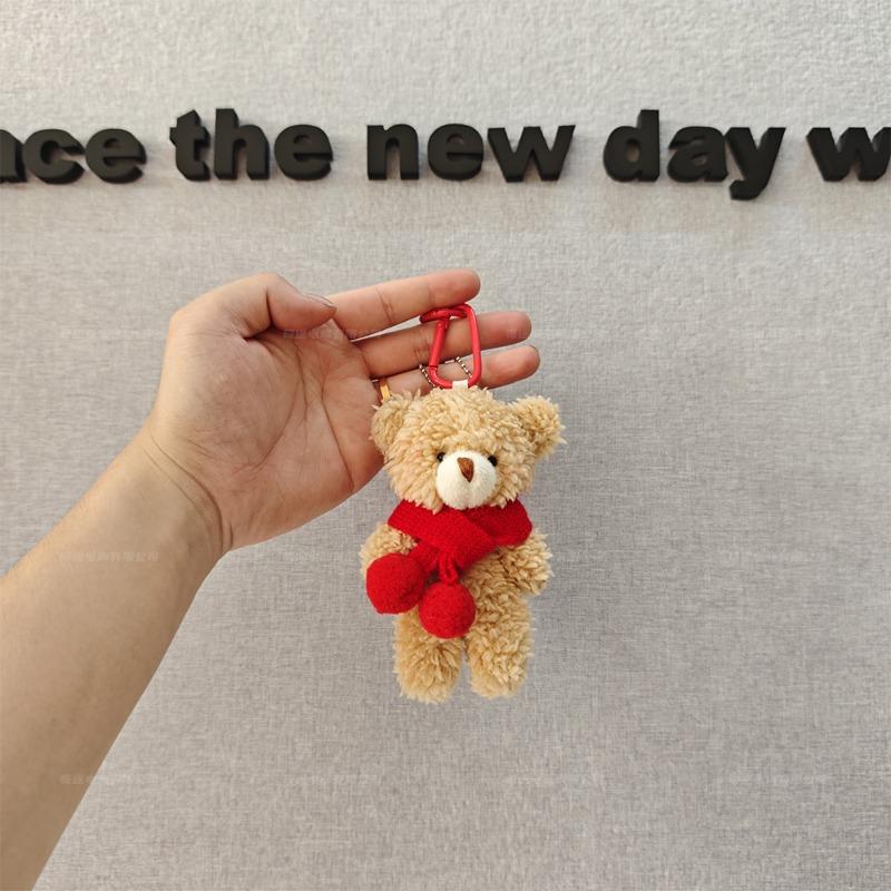 

Bear Pendant Popular Pink Powder Blusher Bear Plush Doll Cute Mini Scarf Doll Suitable for Hanging School Bag Mobile Luggage