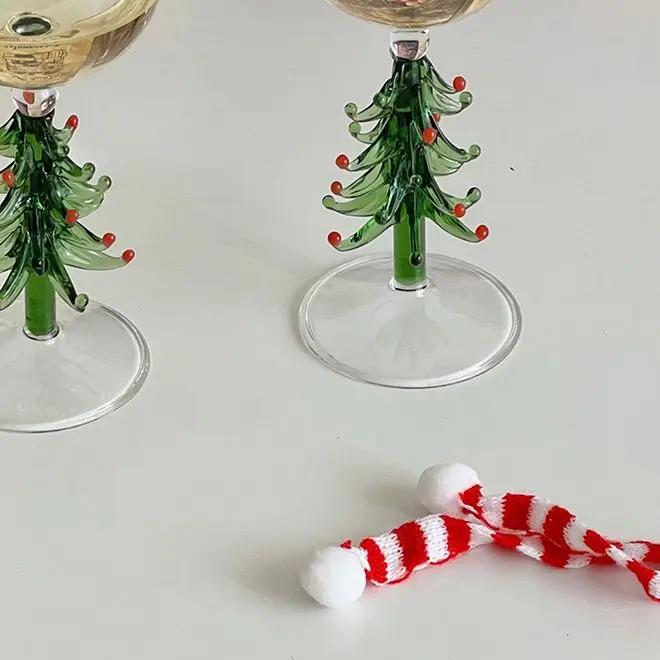 Creative Christmas Tree Red Wine Glasses Ins High Beauty Glass Wine Goblet Whiskey Wine Cups 3D Animal Coffee Mug Festival Gift