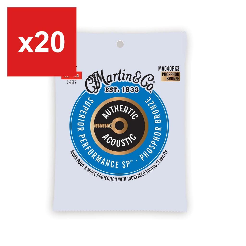 martin MA540 Authentic Acoustic Guitar Strings, 3-Pack, Light .012-.054