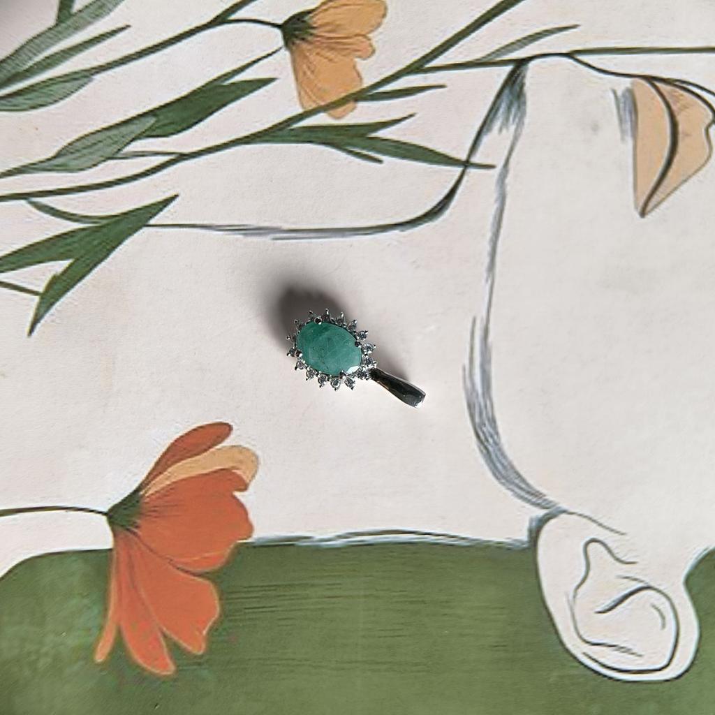 Silver Pendant with Emerald, Cubic Zirconias (2188087)