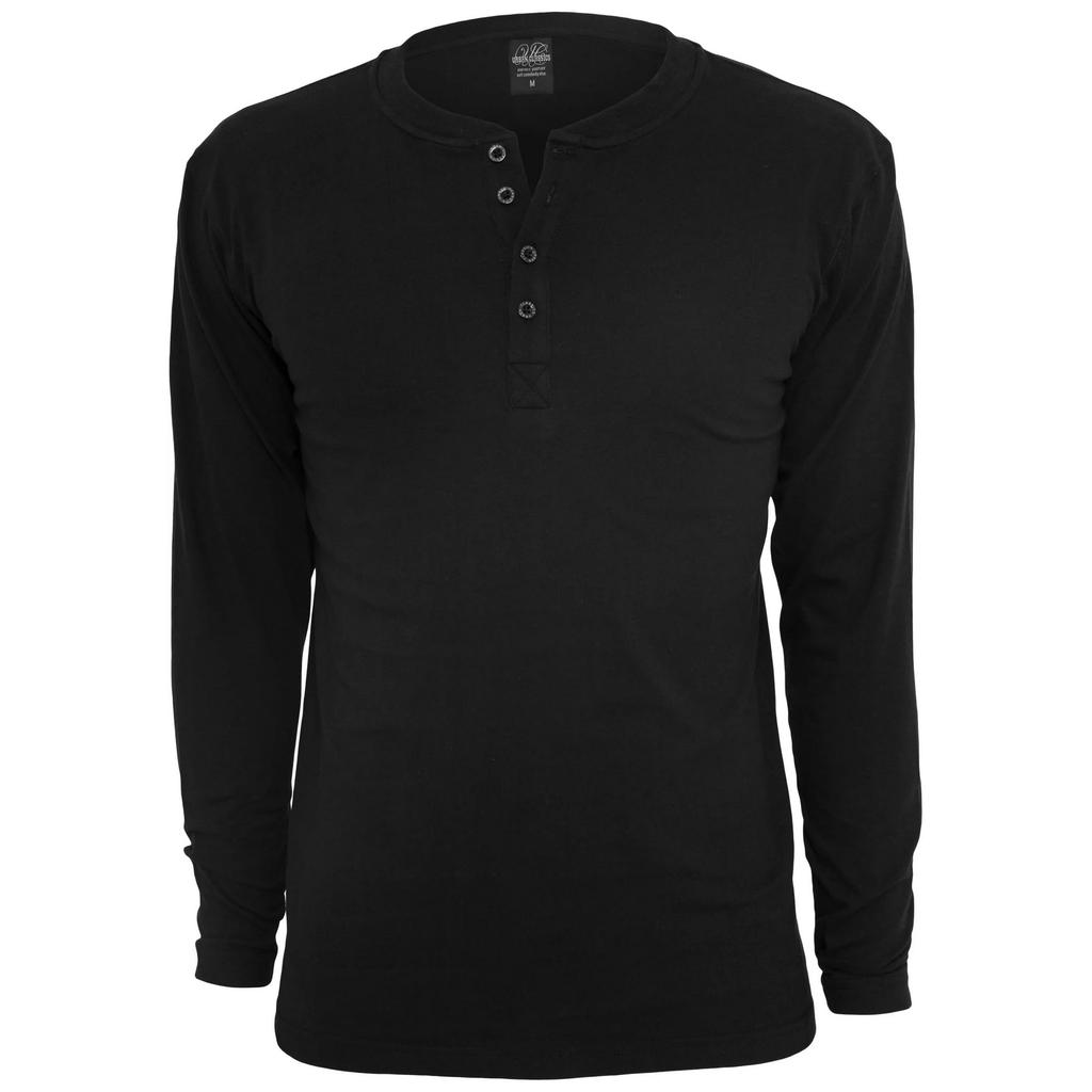 Urban Classics Mens Basic Henley Long-Sleeved T-Shirt