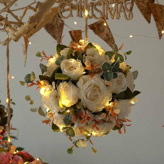 Portable Lightweight Fashion Versatile Reusable Artificial Rose Flower Ball Hanging Flower Ball