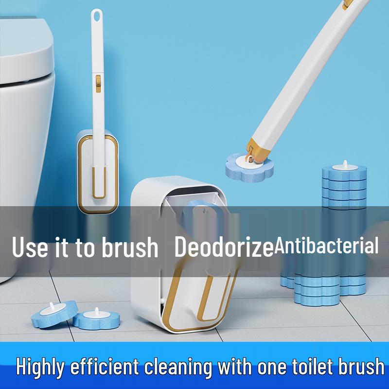 Wall-Mounted Toilet Brush with Long Handle and Replaceable Disposable Head