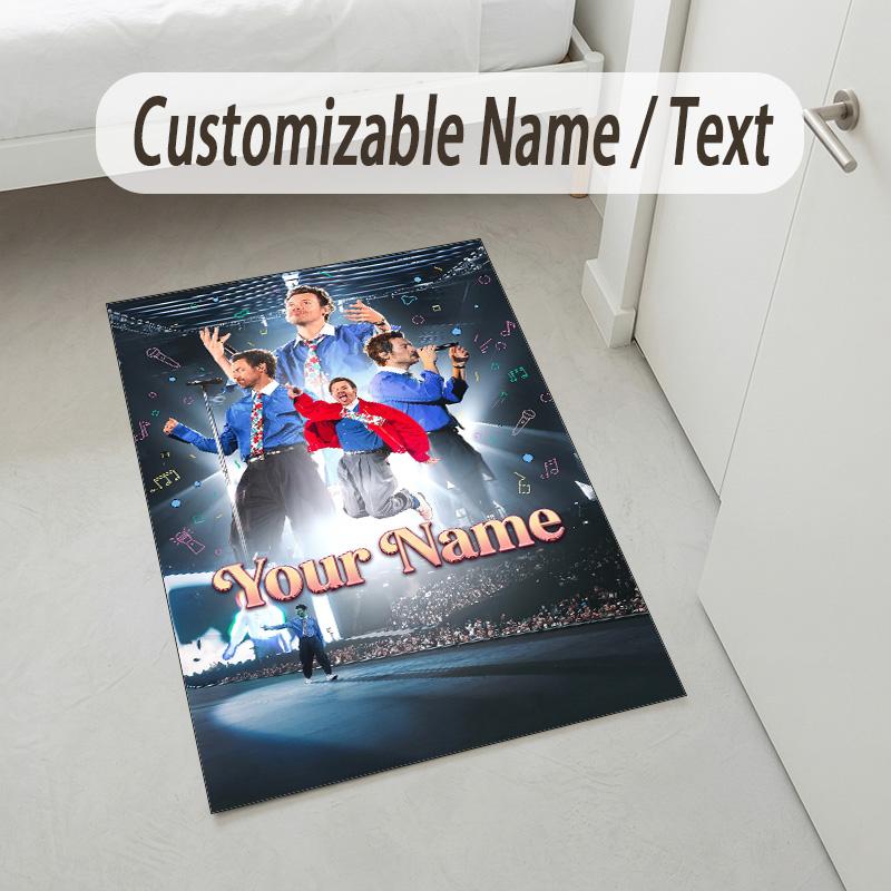 Personalized Crystal Velvet Carpet,Harry Styles Custom Printed Name, Plush Area Rug For Home Indoor Decor