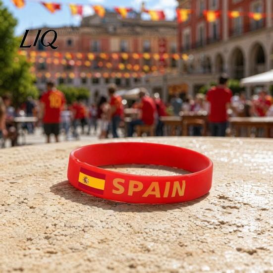 Non-slip Sports Band Soccer Silicone Bracelet, National Flags Adjustable Wristbands with Wristband Snap Buckle for Events, Party Supplies