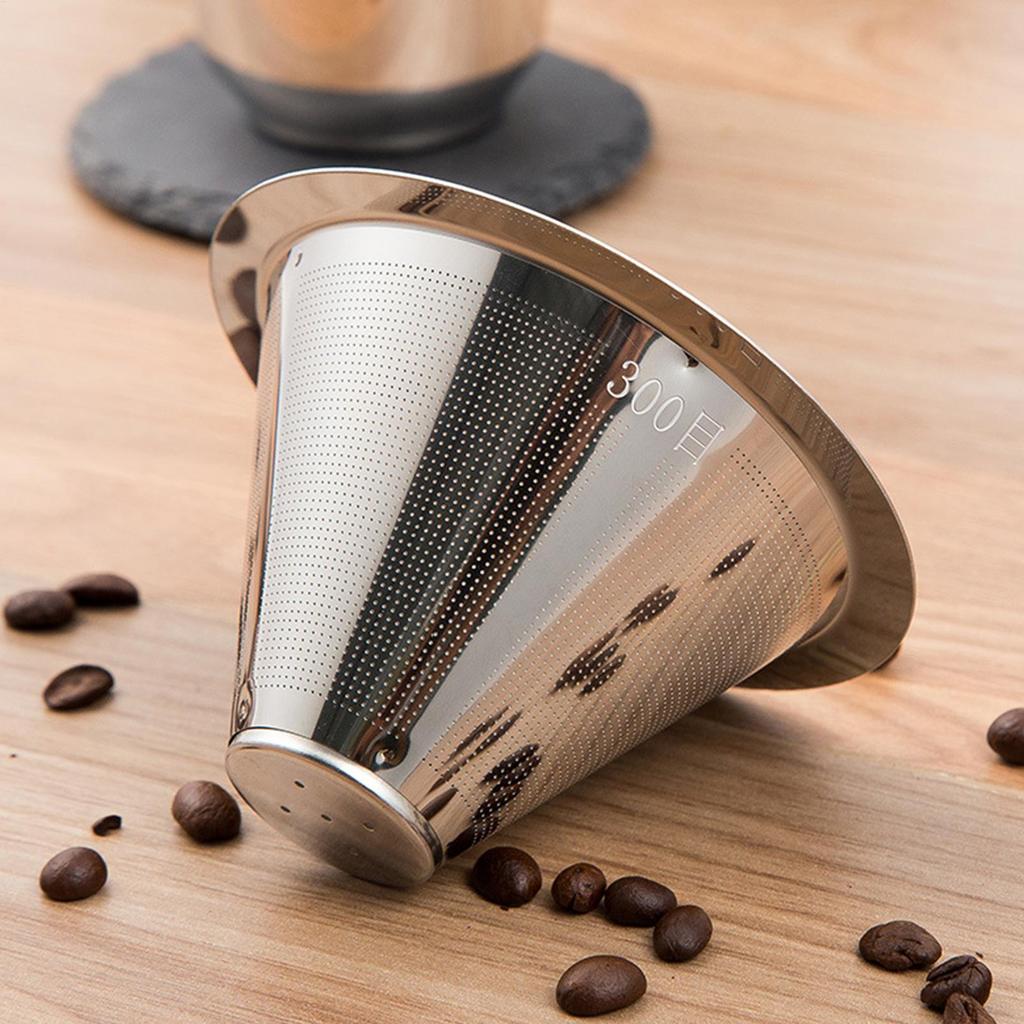Coffee Filter Stainless Steel Coffee Filter Pour Over Portable Reusable Double Layer Coffee Funnel Paperless Pour Over Holder