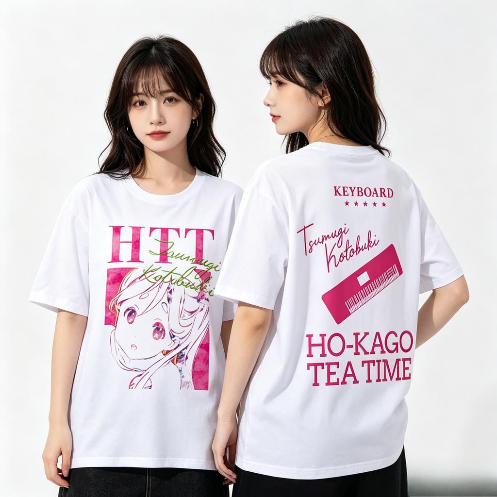 K on Yui Hirasawa HTT Ho Kago Tea Time Anime T Shirt 100 Cotton Oversized Casual Short Sleeve White Top 2026 New