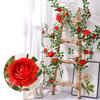 6FT Artificial Rose Vine Garland Fake Hanging Rose Ivy Plants Bendable Floral Garland Decoration for Wedding Home Party Garden Room Wall Decor
