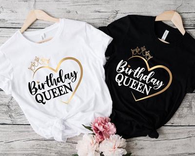 Mode Damen T-Shirts Birthday Queen Aufdruck Geburtstagsparty Kurzarm T-Shirt Dame Mädchen Lässig Sommer Cooles Top Übergröße