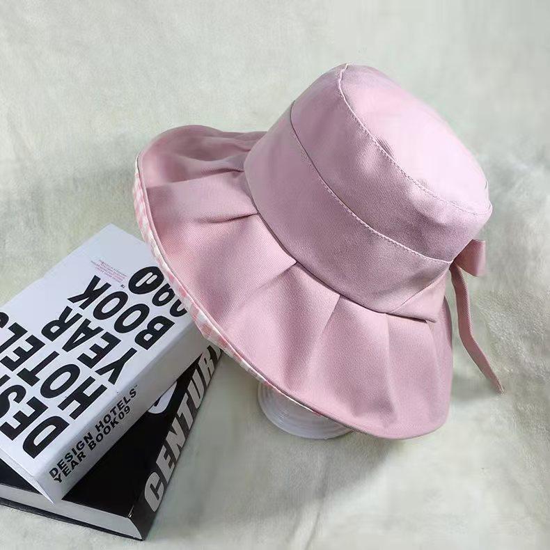 Summer sunshade sunscreen bow brim bucket hat women