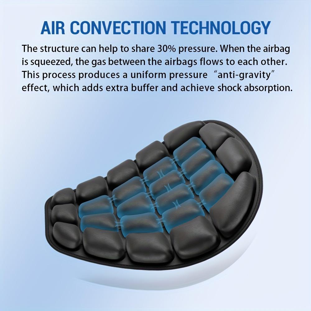 3D Motorcycle Air Cushion, Pressure-Relieving Shock-Absorbing Breathable Motorcycle Seat Cover, Portable And Foldable with Deflation Feature, Designed