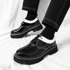 Fashion Advanced Bright Black White Color Combination Black Gold Color Combination Leather Casual Slip On Non-slip Men's Oxford Shoes