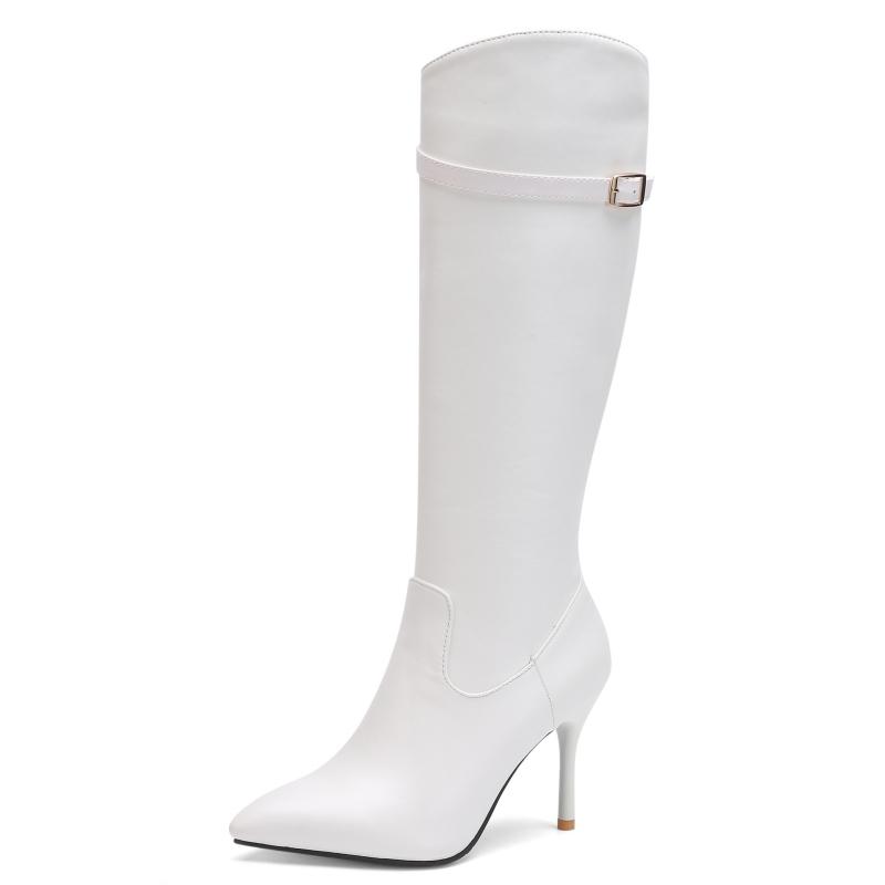 

Белые ботфорты для женщин сексуальные 2025 осень зима длинные сапоги женские черные высокие каблуки остроносые туфли для вечеринки большой размер 45 39 белый