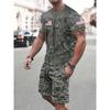 Fashion Lion 3D Print Men's Set Summer Crew Neck Short Sleeve Top & Breathable Shorts Streetwear Casual Two-Piece Set