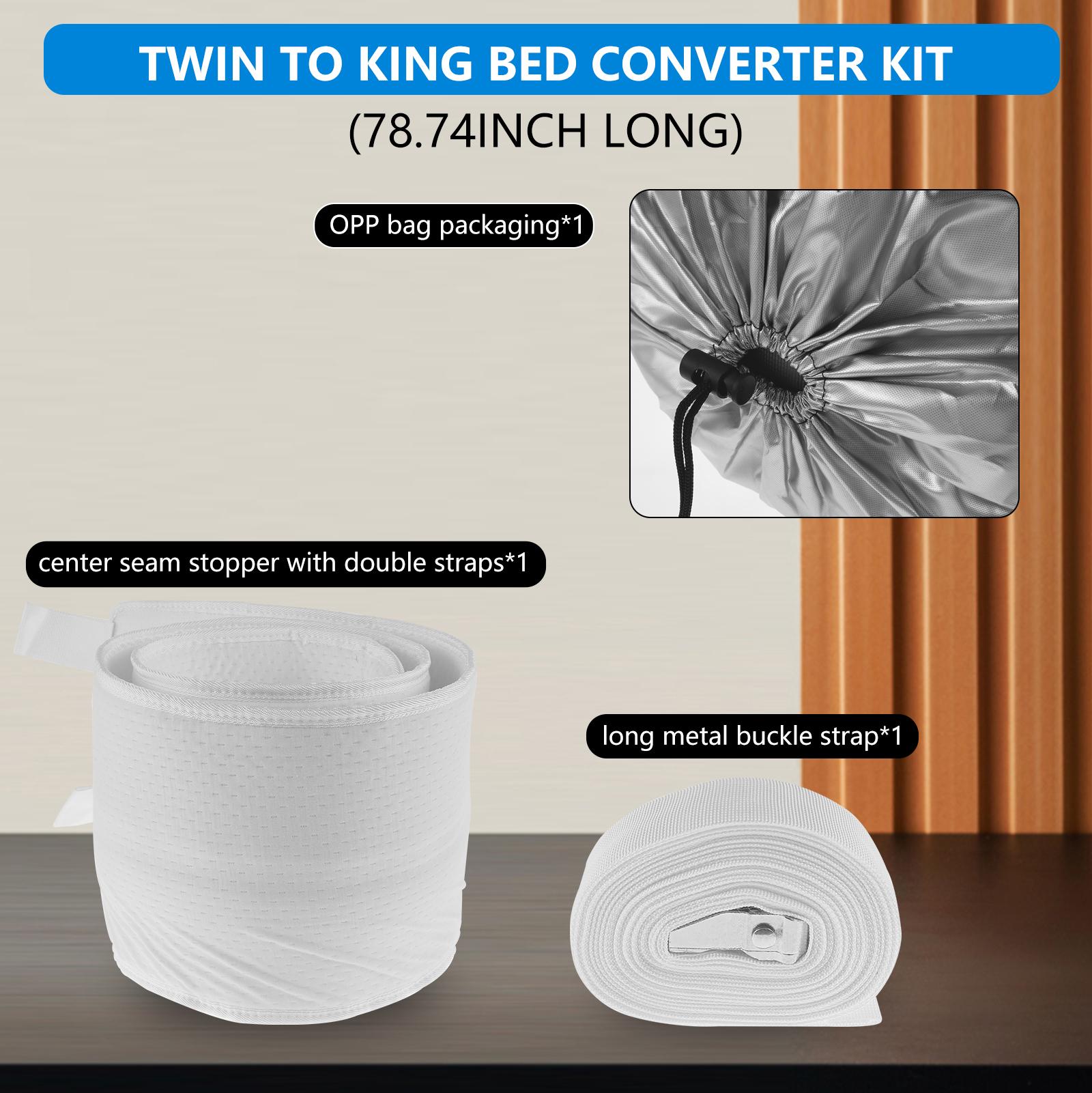 

Bed Mattress Connector Adjustable Bed Bridge Twin to King Converter Kit Skin-Friendly Stable Bed Converter with Strap for Family 200x25x7cm