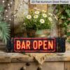 2D Flach, Neonschild Vintage Aluminium Dekoschild Mit beleuchteter Bar Offen Textmustern Geeignet für Bars Restaurants Lounges und