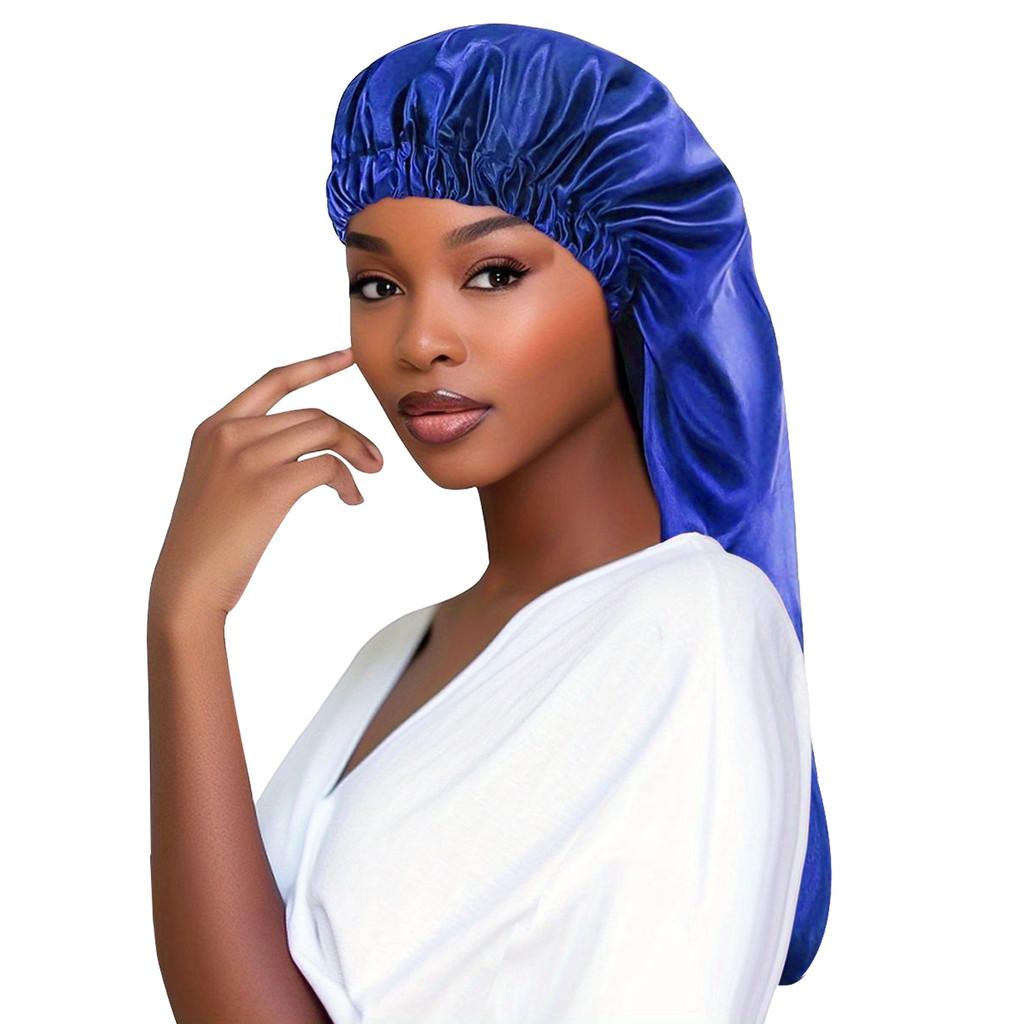 Ladies Long Sleep Cap Polyester Stretch Sunproof Breathable Home Use Summer Blue
