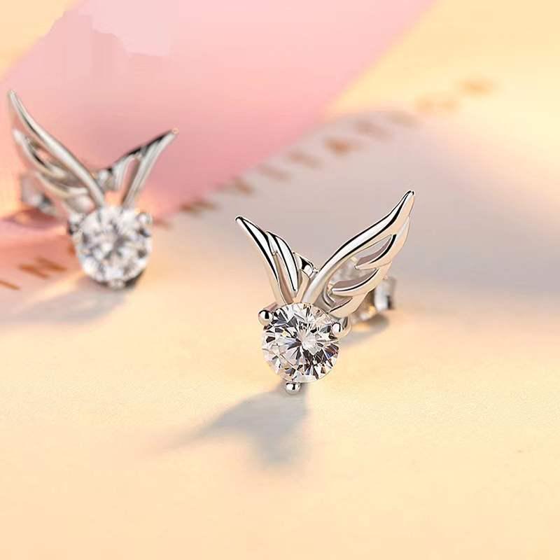 Women's Korean Angel Wings Diamond Earrings - Fashion Accessories