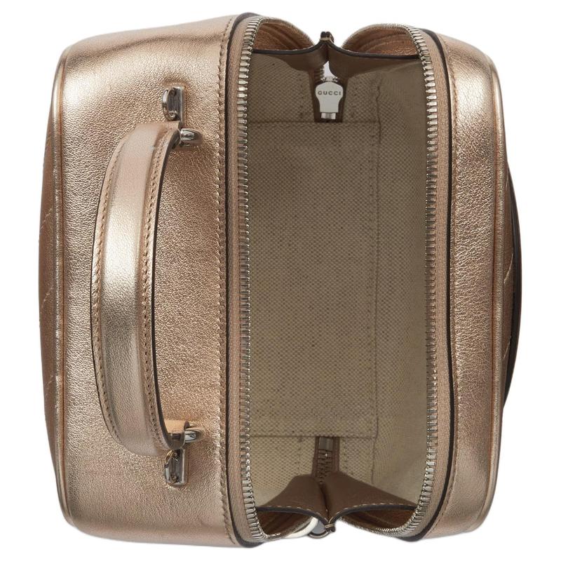 Gucci Blondie Embellished Round Interlocking Double G Zip Closure Leather Shoulder Crossbody Handbag Small Women's Gold