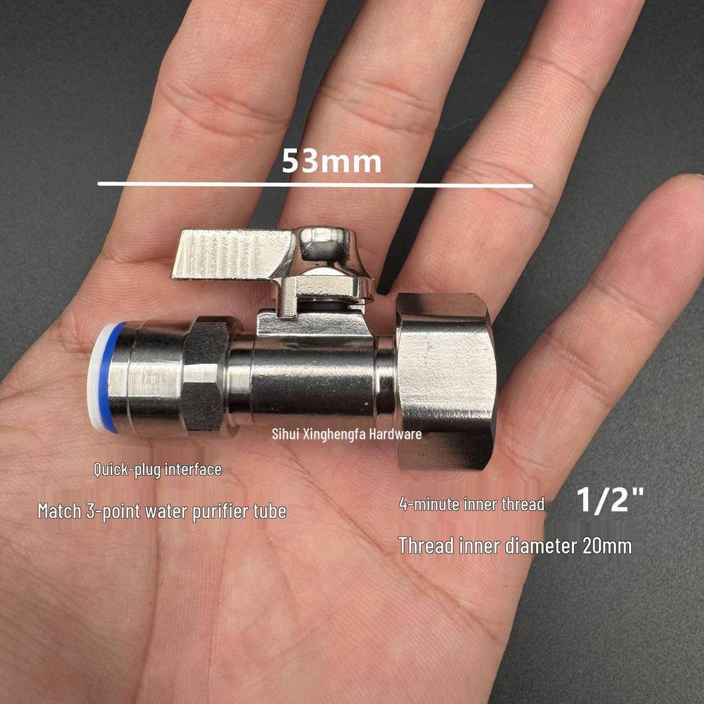 Stainless Steel Water Purifier Valve 304, Straight Through, 2-Point/3-Point, 1/2, 3/8 Inch PE Pipe, Pure Water Inlet Faucet