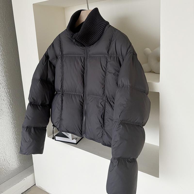 Knitted Turtleneck White Duck Down Jacket Women's Short Winter New High-end Puff Thickened Bread Jacket