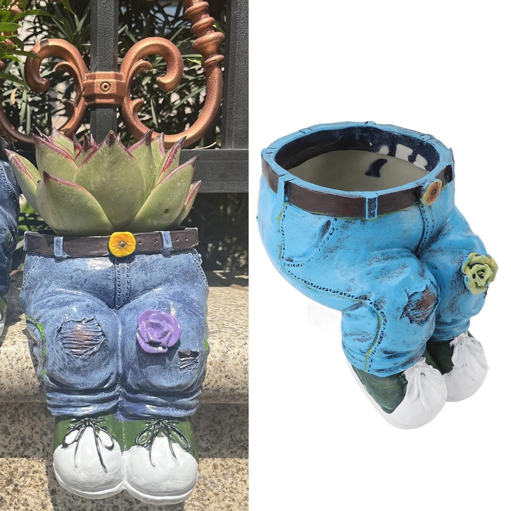 Pants Flower Pot Resin Stylish Jeans Shape Versatile Decorative Flower Planting Pot Planter Garden Figurine For Home Lawn Yard