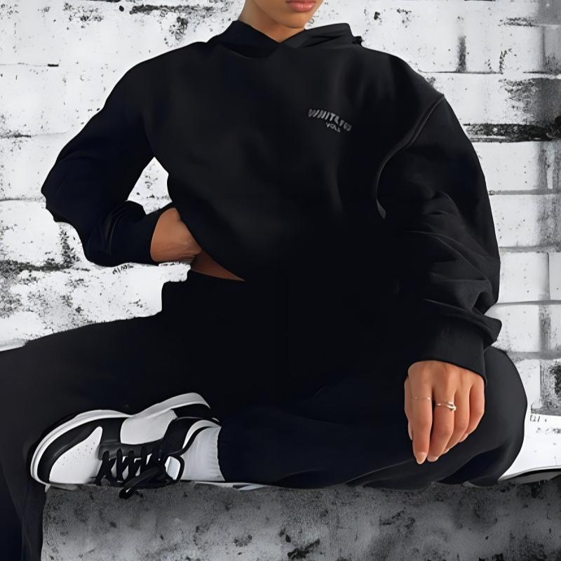 Women's Spring, Autumn and Winter Hoodie Set Fashionable Sports Long-Sleeved Pullover Hooded Sweatshirt Two-Piece Set