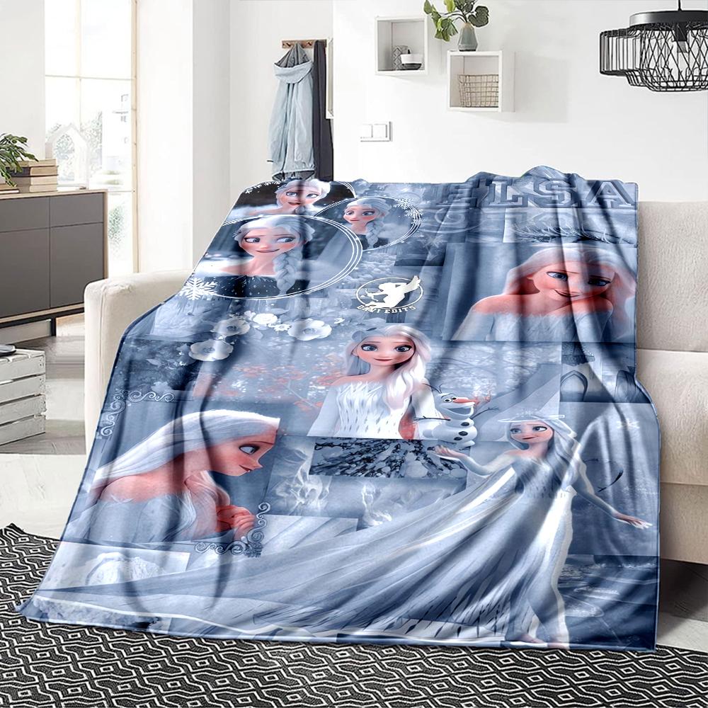 1Pc Elsa'S Winter Fantasy Blanket For Couch Bed Plush Cozy Fuzzy Blanket Super Soft Warm Blankets For Fall And Winter 091871