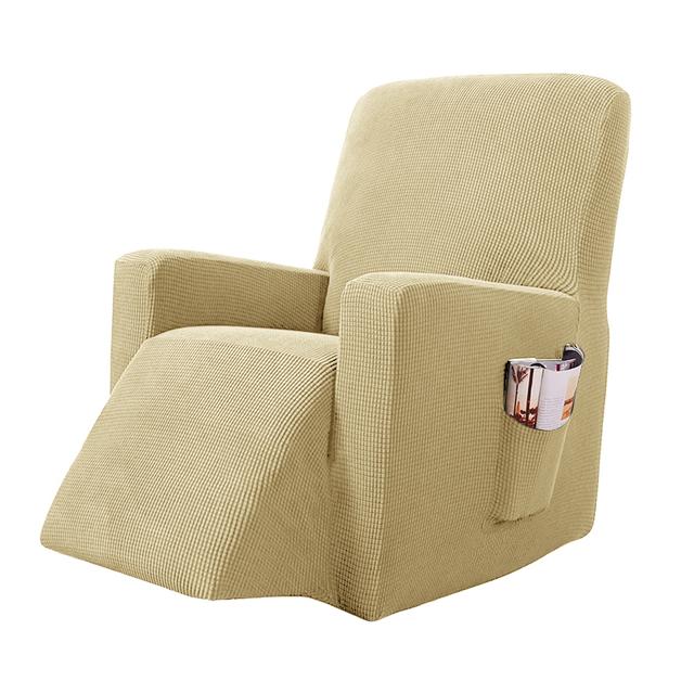 Stretchy Recliner Slipcover Updated Woven Jacquard Recliner Chair Cover With Side Pocket Anti -Slip Fitted Recliner Cover Couch Protector
