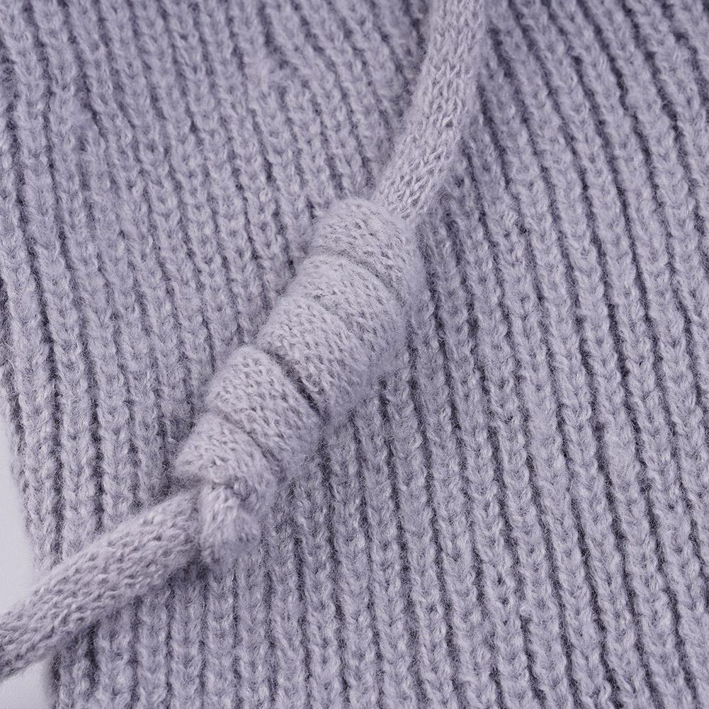 Winter Fashion Knitted Hooded Hat Women Grey Neck Cover Balaclava Beanies Korean Trend Y2k Wool Pullover Hat