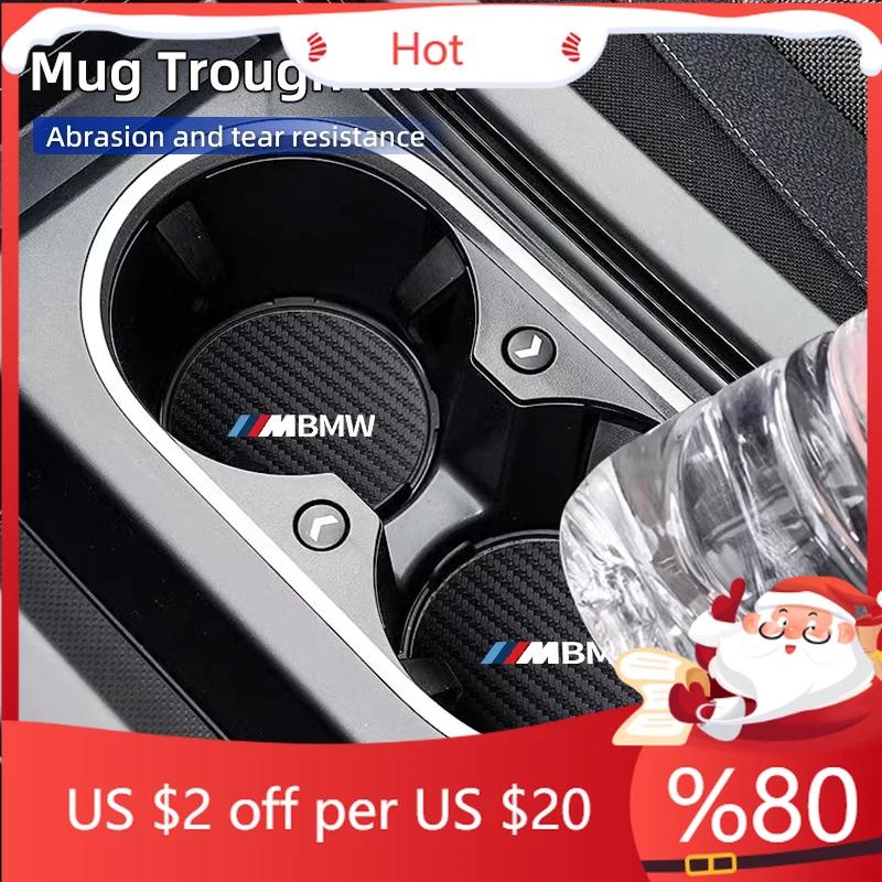LRPOS1 New 2025 Car Carbon Leathe Coasters Pads Centre Console Cup Non-Slip Mats For BMW F11 G11 F10 F30 G08 G28 G20 G30 X3 X5 X6 Seri