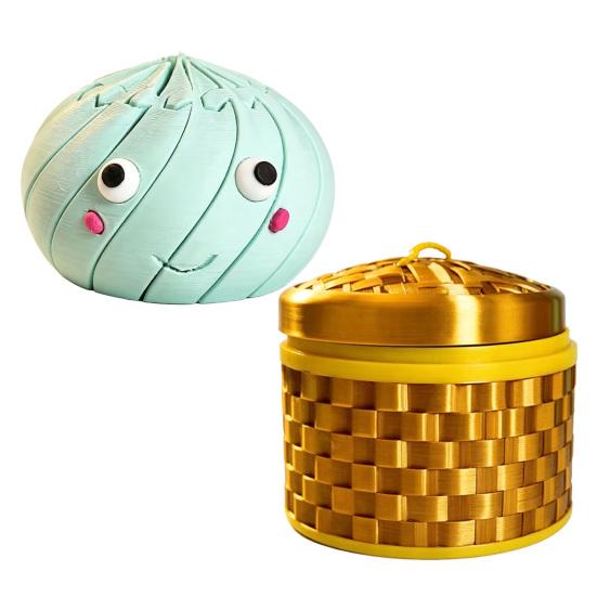 3D Printed Twisting Dumpling Toy, Stress Relief Slippery Cartoon Steamed Bun Toy, Articulated Spiral Rotating Dumpling Fidget Toy