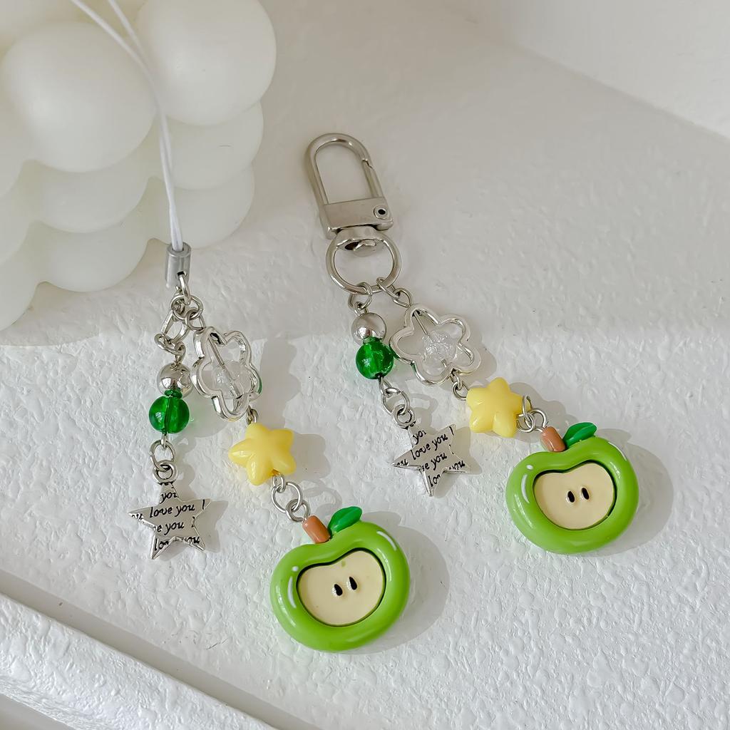 Eleganter Handy-Anhänger Lanyard Bunte Frucht Perlen Schlüsselanhänger Stilvoller Schlüsselring Modischer Taschen-Handtaschen-Anhänger für Frauen Mädchen