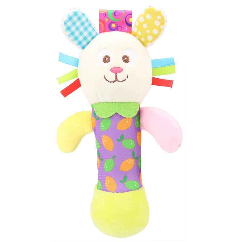 Hand Soft Crank Baby Rattles Cartoon Animal Plush Toys With Bb Call Voice Squeaky Sensory Travel Accessory For Toddlers
