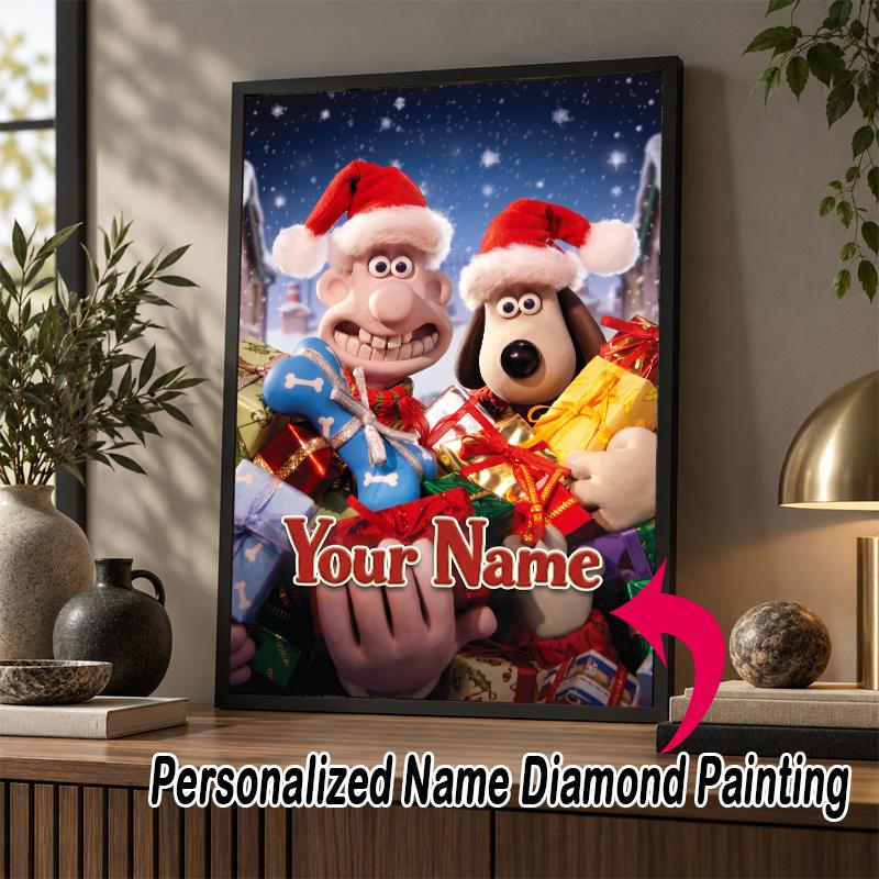 Custom Name Wallace & Gromit 5D Diamond Painting Personalized Full Drill Diamond Art Kit Gift