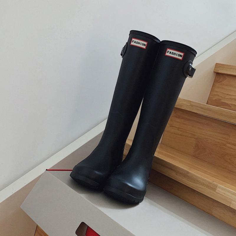 Cowhide version~ high boots new leather belt buckle thick-soled boots women's winter knee boots knight boots long boots