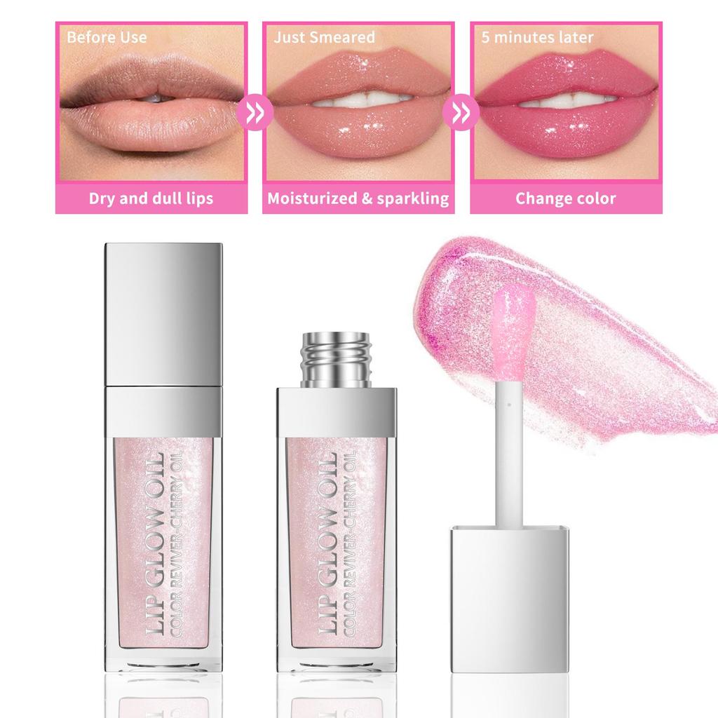 Hellokiss Color-Changing Lip Balm & Gloss Combo: Moisturizing, Transparent, Plumping Formula.