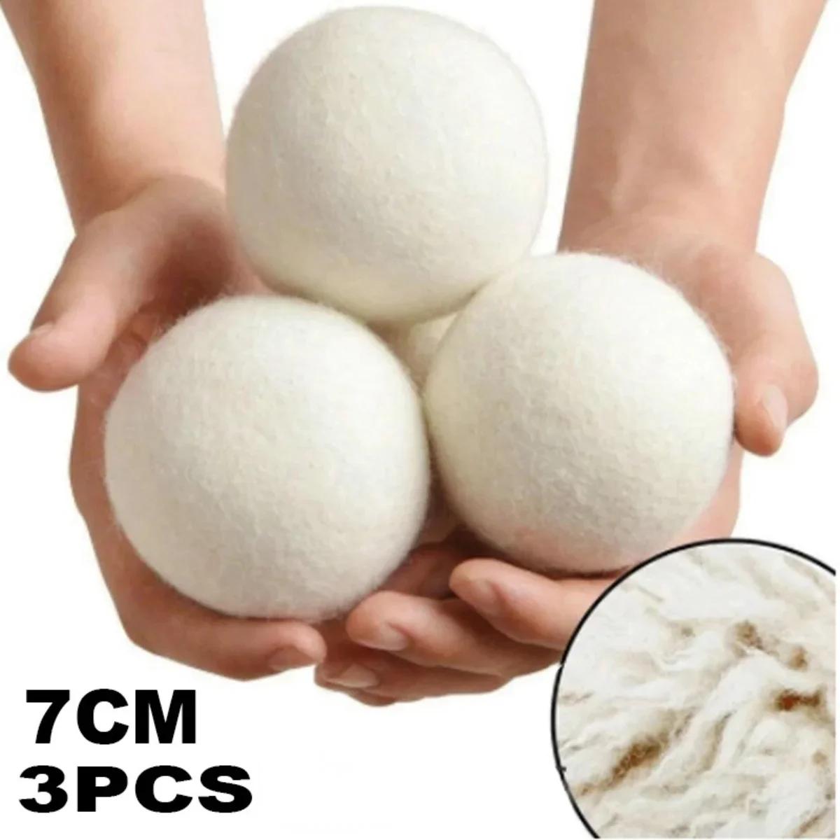 Wool Dryer Balls Organic 7CM Reusable New Zealand Natural Fabric Softener,Healthy Laundry Balls for Washing Machine, cat toys