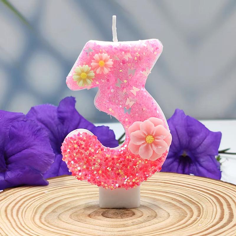 Flower Sea Digital Candle Creative Design Birthday Cake Party Decoration Handmade DIY Candle Independent Packaging